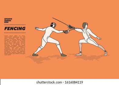 Fencing competition, a fencer attacks the opponent athlete