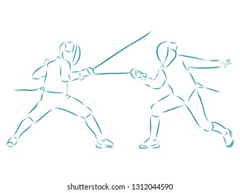 fencing contour vector illustration