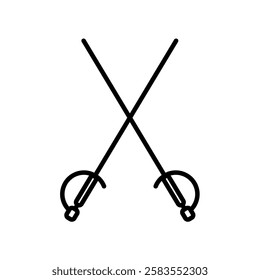 Fencing Crossed Sword Sabre Fight Line Art Icon Design