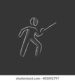 Fencing. Drawn in chalk icon.