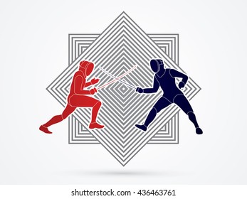 Fencing Fighter designed on line square background graphic vector
