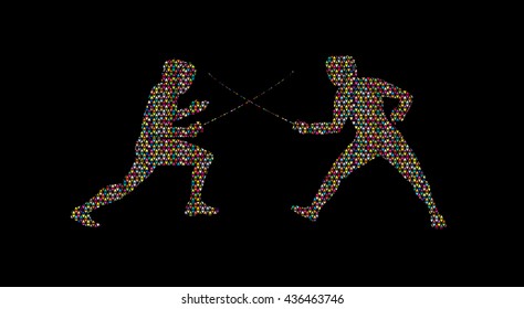 Fencing Fighter. designed using colorful mosaic pattern graphic vector