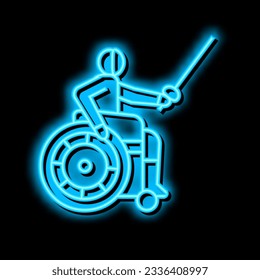 fencing handicapped athlete neon light sign vector. fencing handicapped athlete illustration