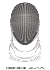 fencing helmet with mesh and bib isolated on a white background