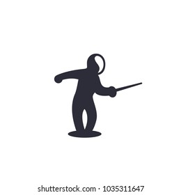 Fencing icon, attacking fencer with sword