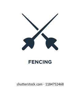 Fencing icon. Black filled vector illustration. Fencing symbol on white background. Can be used in web and mobile.