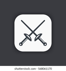 fencing icon, crossed swords, foils