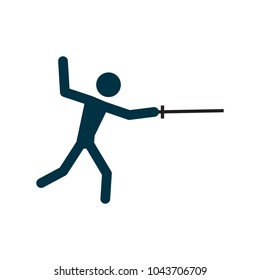 fencing icon in flat style isolated vector illustration on white transparent background. Fencing player