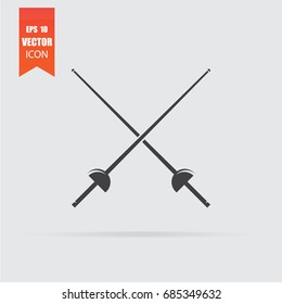 Fencing icon in flat style isolated on grey background. For your design, logo. Vector illustration.