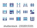 Fencing icon set. Duotone color. Vector illustration. Containing fence, gloves, event, hospital, barrier, gate.