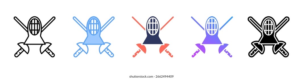 Fencing icon sheet multiple style collection