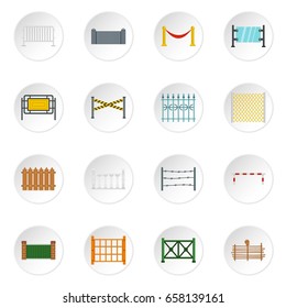 Fencing icons set in flat style isolated vector icons set illustration