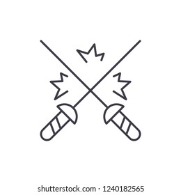 Fencing line icon concept. Fencing vector linear illustration, symbol, sign
