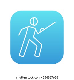 Fencing line icon for web, mobile and infographics. Vector white icon on the blue gradient square with rounded corners isolated on white background.