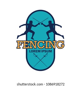 fencing logo with text space for your slogan / tag line, vector illustration