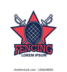 fencing logo with text space for your slogan / tag line, vector illustration