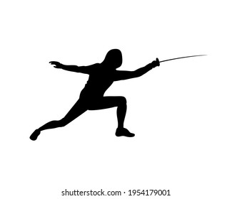 Fencing Man silhouette vector icon black on white
