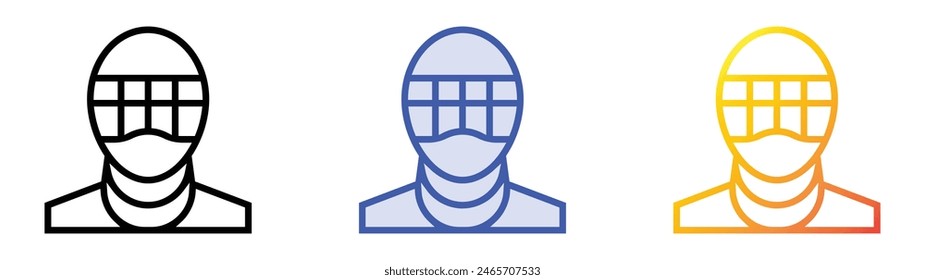 fencing mask icon. Linear, Blue Fill and Gradient Style Design Isolated On White Background