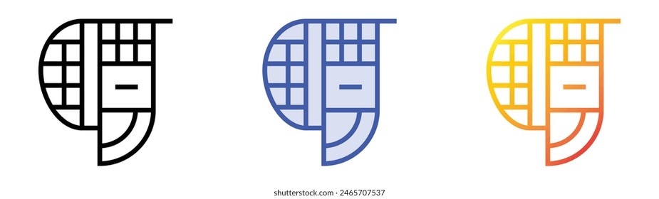fencing mask icon. Linear, Blue Fill and Gradient Style Design Isolated On White Background