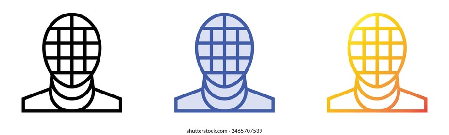 fencing mask icon. Linear, Blue Fill and Gradient Style Design Isolated On White Background