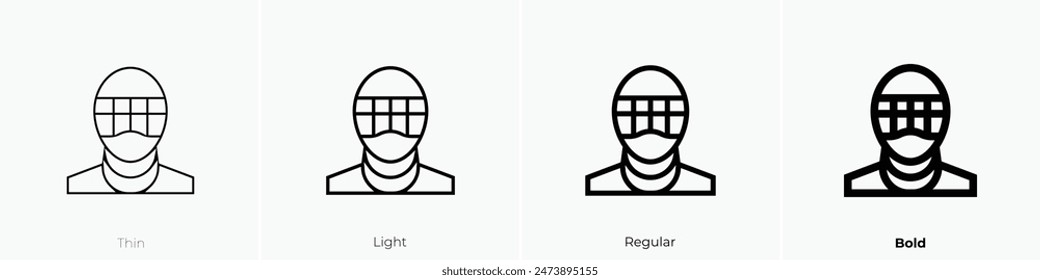 fencing mask icon. Thin, Light Regular And Bold style design isolated on white background