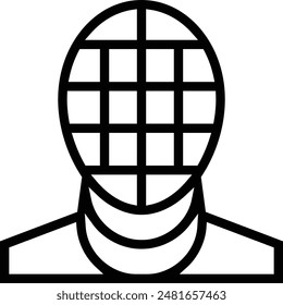 fencing mask icon. Thin linear style design isolated on white background