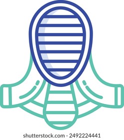 Fencing Mask outline color vector illustration