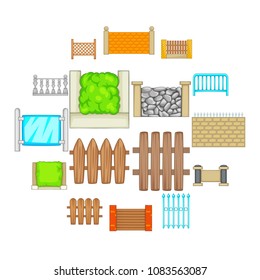 Fencing modules icons set. Cartoon illustration of 16 Fencing modules vector icons for web