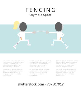 Fencing Olympic Sport vector flat illustration design template. Fencing competitions concept. 
