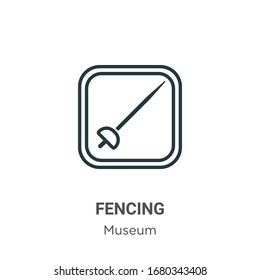 Symbol für die Vektorillustration der Umrisslinie. Dünne Linie, schwarze Zaunsymbol, flache Vektorillustration einfache Elementgrafik aus bearbeitbarem Museumskonzept einzeln auf weißem Hintergrund