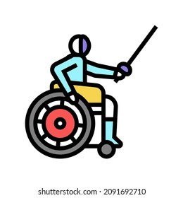 fencing person with a athlete color icon vector. fencing person with a athlete sign. isolated symbol illustration