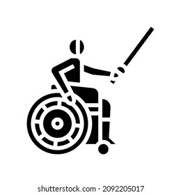 fencing person with a disability athlete glyph icon vector. fencing person with a disability athlete sign. isolated contour symbol black illustration