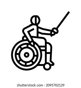 fencing person with a disability athlete line icon vector. fencing person with a disability athlete sign. isolated contour symbol black illustration