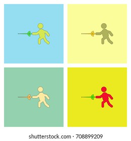 Fencing Player Fencer Swordsman Athletes Sportsman Games. Sporting Championship People Competition. Sport Infographic Fencing Player events set Vector illustration set