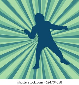 Fencing player fight abstract vector background burst