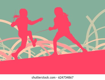 Fencing player fight abstract vector background