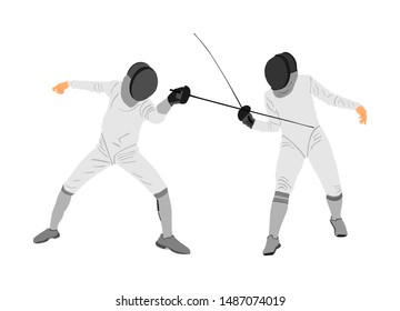 Fencing Player Portrait Vector Illustration Isolated Stock Vector ...