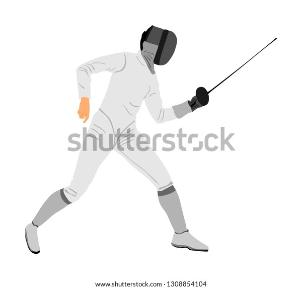 Fencing Player Portrait Vector Illustration Isolated Stock Vector ...