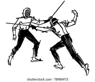 Fencing - Retro Clipart Illustration