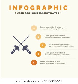 Fencing, Sabre, Sport Solid Icon Infographics 5 Steps Presentation Background