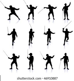Fencing Silhouette Collection Original Vektorgrafik