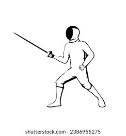 fencing silhouette design. combat sport sign and symbol.