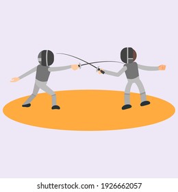 fencing sport cartoon of vector illustration
