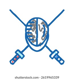 fencing sport doodle icon sketch vector. fencing sport sign. isolated symbol illustration