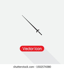 Fencing Sport Icon, Fencing Sword Icon Vector Illustration On Light Gray Bckground Eps10