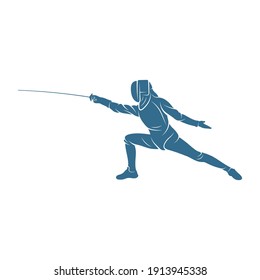 Fencing sport player design vector illustration, Creative Fencing sport logo template, icon symbol