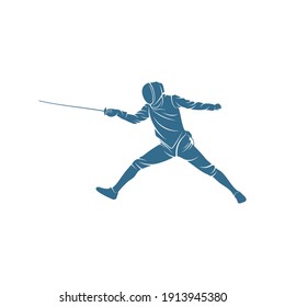 Fencing sport player design vector illustration, Creative Fencing sport logo template, icon symbol