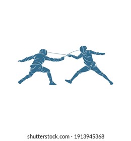 Fencing sport players, vector design illustration, Creative Fencing sport logo template, icon symbol