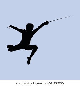 Fencing Sport Simple Silhouette Vector