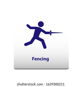 Fencing sport Symbol. stickman solid icon.vector illustration